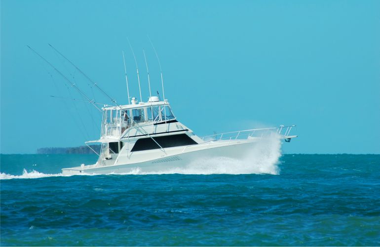 River and sea fishing in America — photo fishing boat goes to the shores of Key West — American Butler