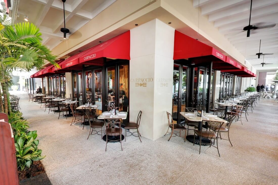 Carpaccio Restaurant Bal Harbour Shops — фото ресторана снаружи — American Butler