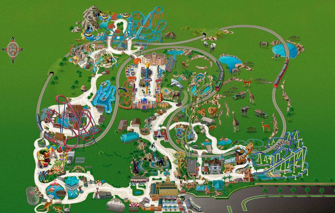 Busch Gardens Amusement Map Tampa, Florida — American Butler