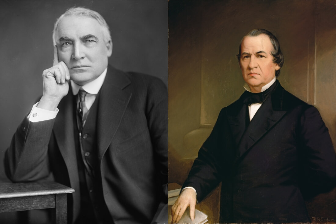 Худшие президенты в США — фото слева направо: Уоррен Г. Хардинг и Эндрю Джонсон — American Butler