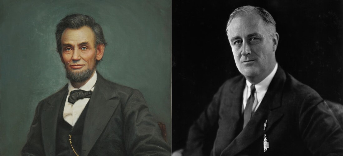 Самые популярные президенты в США — фото слева направо: Авраам Линкольн и Франклин Д. Рузвельт — American Butler