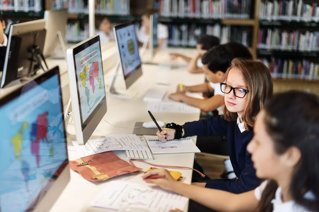 Photo of children in geography classes at a private US school