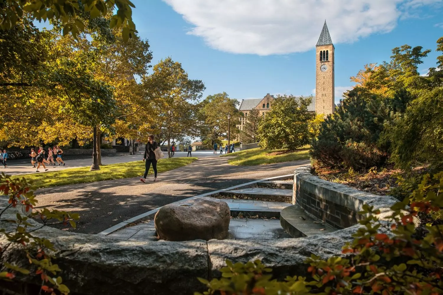 Историческое здание Макгроу Холл в Корнеллском университете с его знаменитой часовой башней