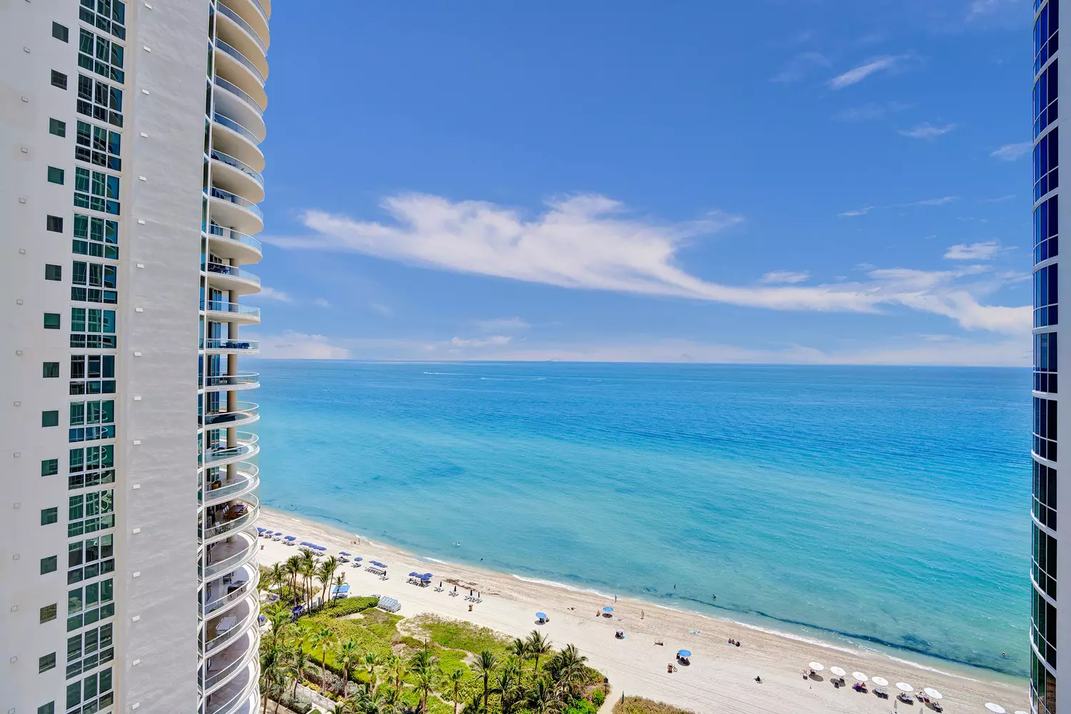 Panoramic ocean view from balcony at Trump Towers I Sunny Isles Beach | American Butler Ocean view from balcony at Trump Towers I Sunny Isles Beach