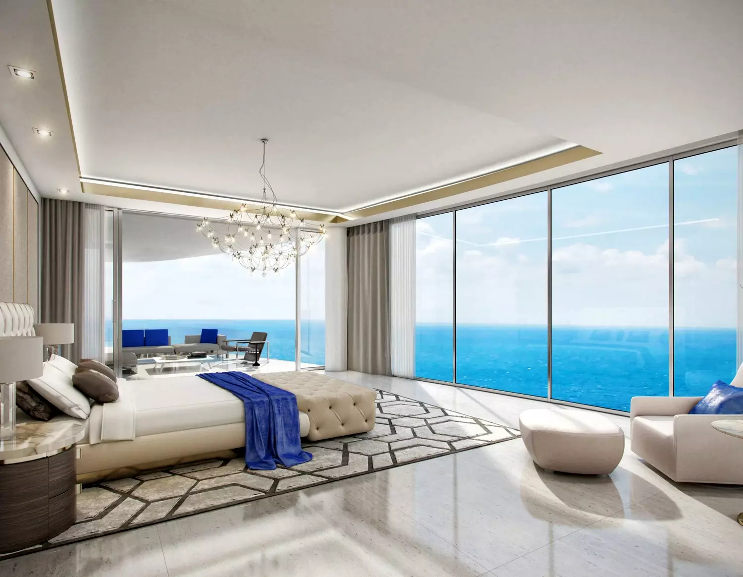 Bedroom in an apartment in Miami with an ocean view