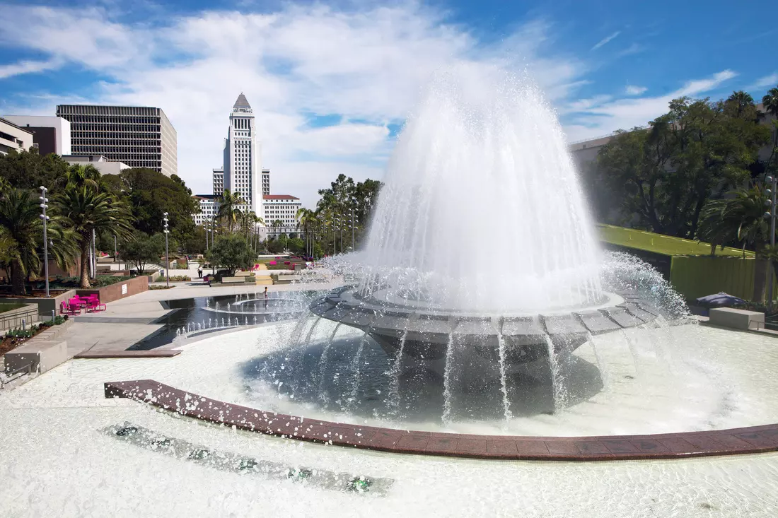 Aerial view photo of Grand Park in Los Angeles