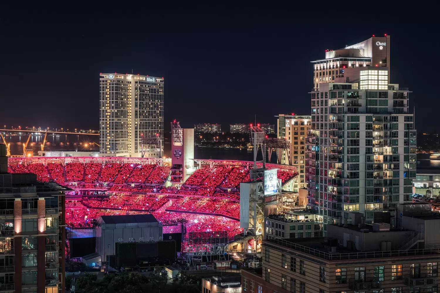 Petco Park in San Diego at night