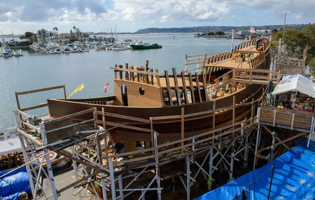 Lifting a historic ship for restoration at the Maritime Museum of San Diego