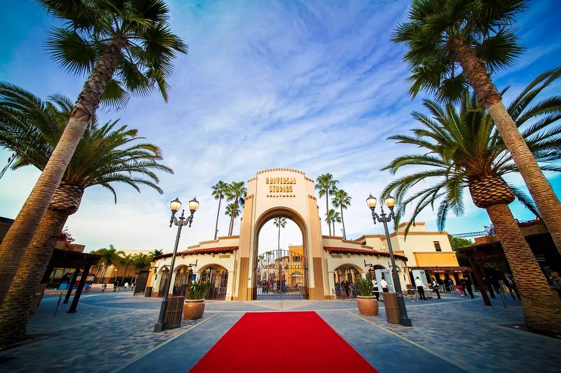 Entrance to Universal Studios Hollywood with Red Carpet