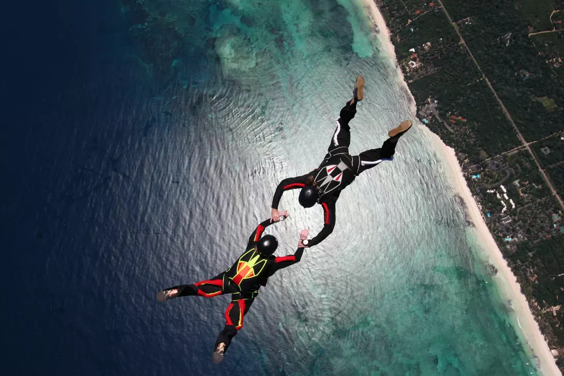 Skydiver in the air on an excursion from American Butler