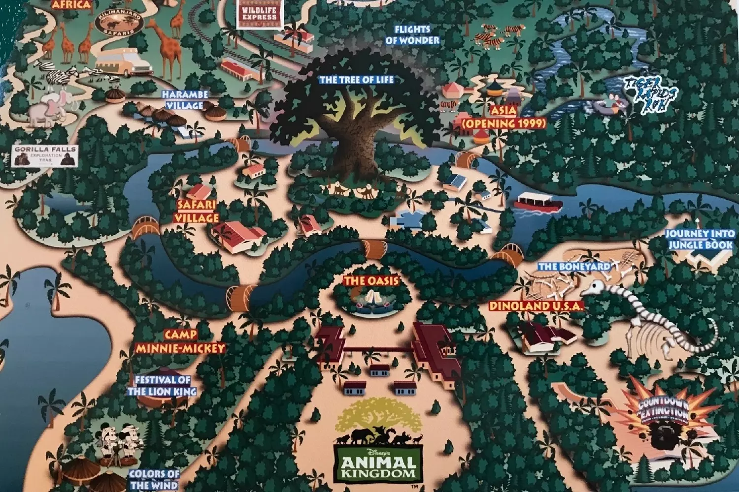 Animal Kingdom Park Map — Your Guide to the World of Adventures Detailed Map of Disney’s Animal Kingdom Park with Zones: Pandora, Africa, Asia, Attractions, Restaurants, and Infrastructure