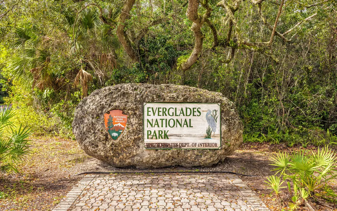 Everglades National Park — Photo of Plaque Entrance Sign — American Butler