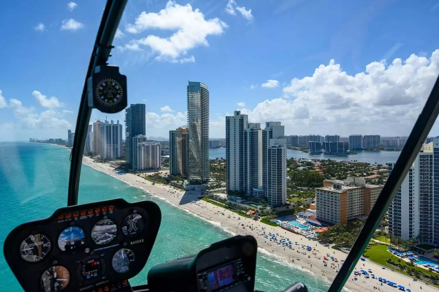 Breat birds-eye view of Miami and Hollywood during an exciting helicopter ride