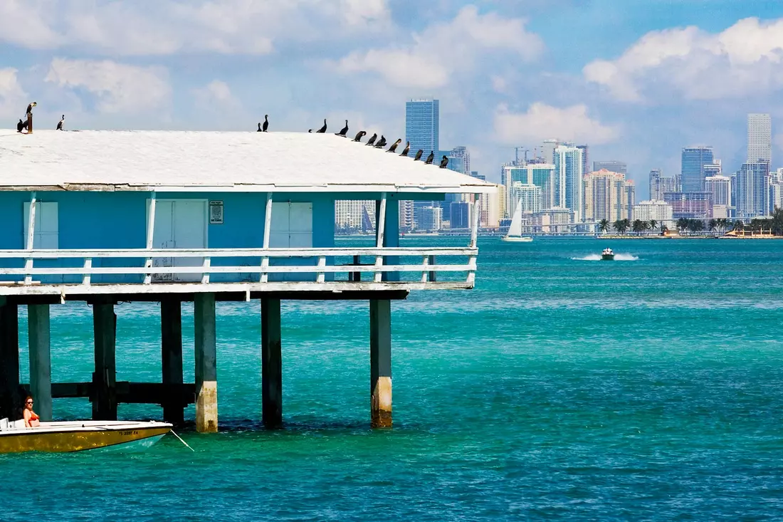 View of Stiltsville stilt houses in Miami