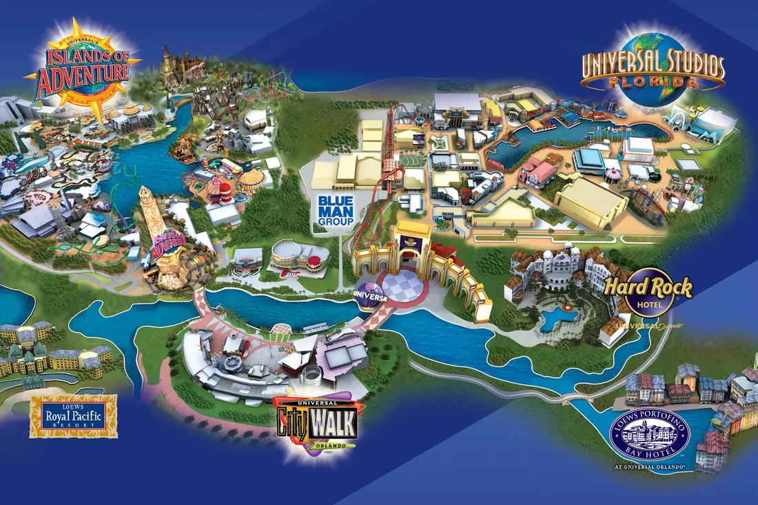 Карта парков Universal Orlando — исследуйте Universal Studios, Islands of Adventure и CityWalk Карта Universal Orlando Resort с парками Universal Studios Florida, Islands of Adventure и зоной отдыха CityWalk