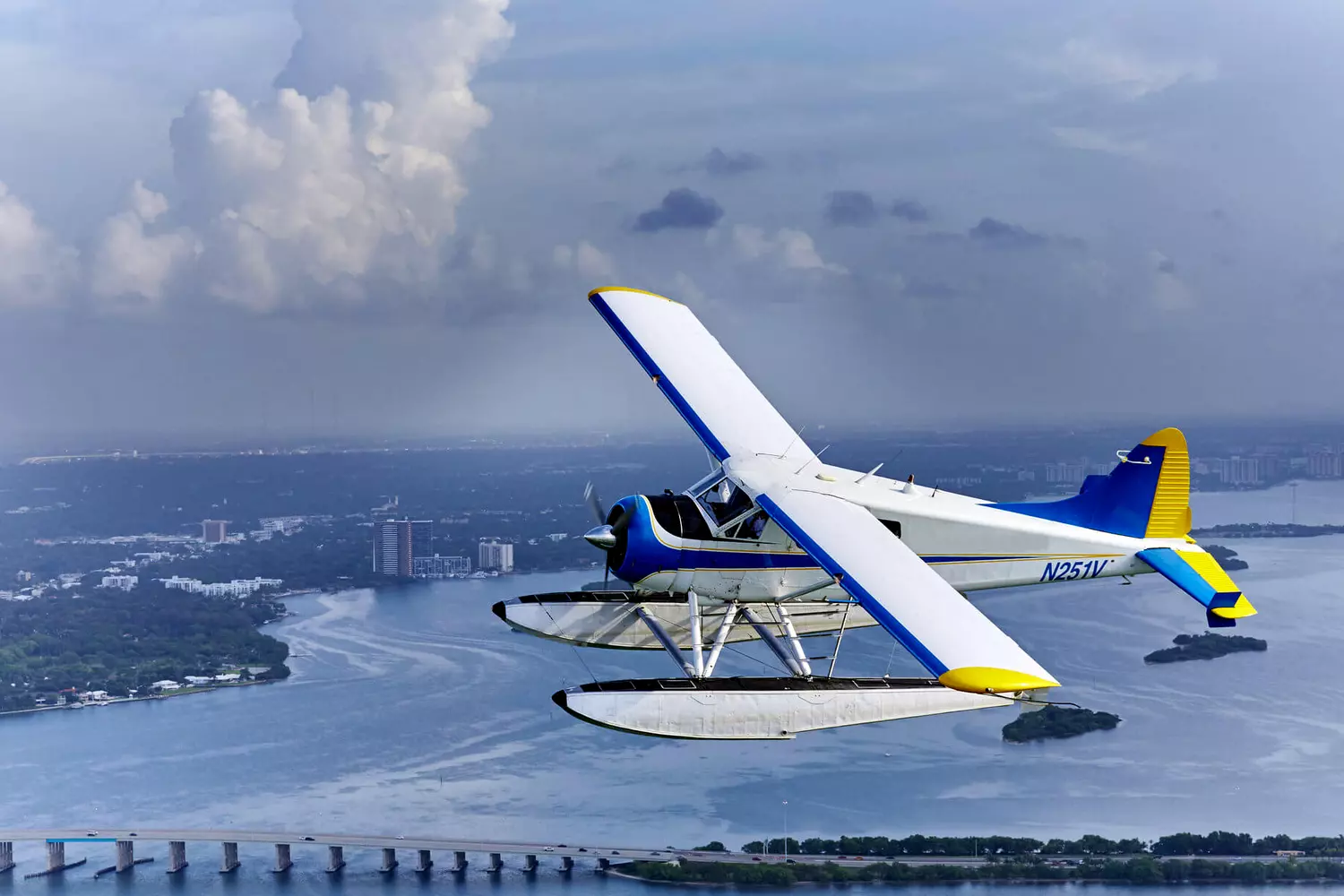 Seaplane Flights in Miami and Florida — Photo of a Seaplane Over Biscayne Bay