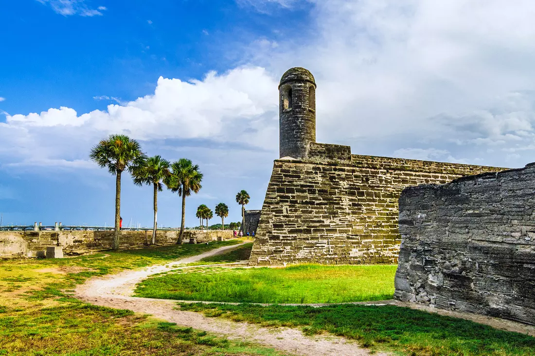 Castillo de San Marcos fortress walls under a blue sky