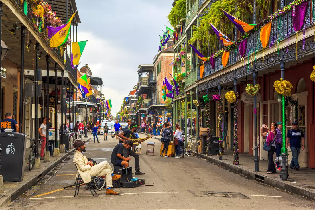 Photograph of the historic city of New Orleans in Louisiana with beautiful architecture and streets