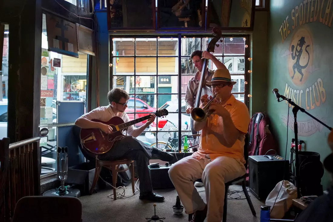 Image of a traditional music performance in Louisiana featuring jazz and blues