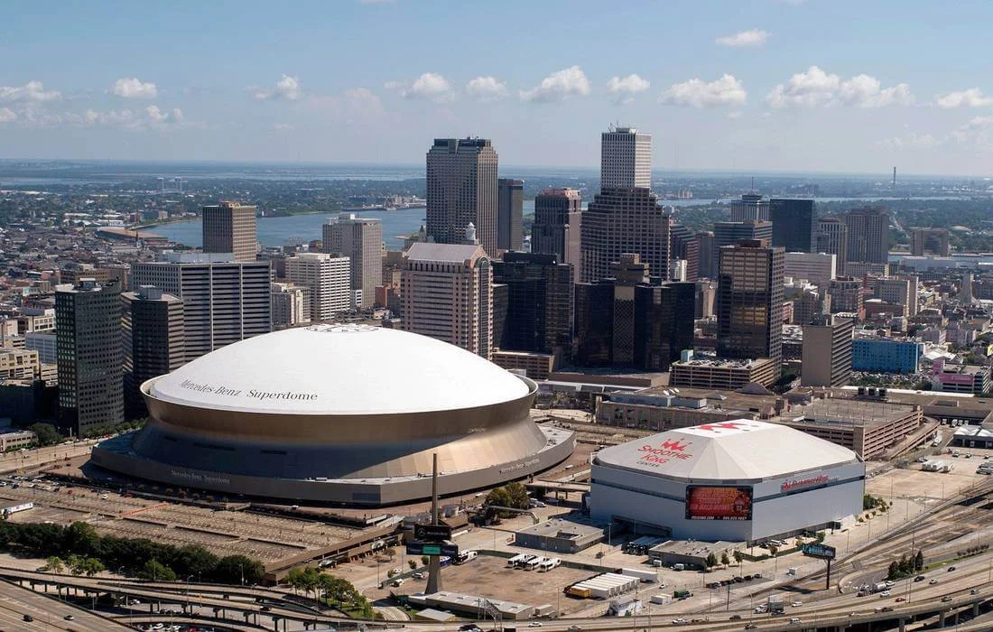 Aerial view of the Caesars Superdome in New Orleans