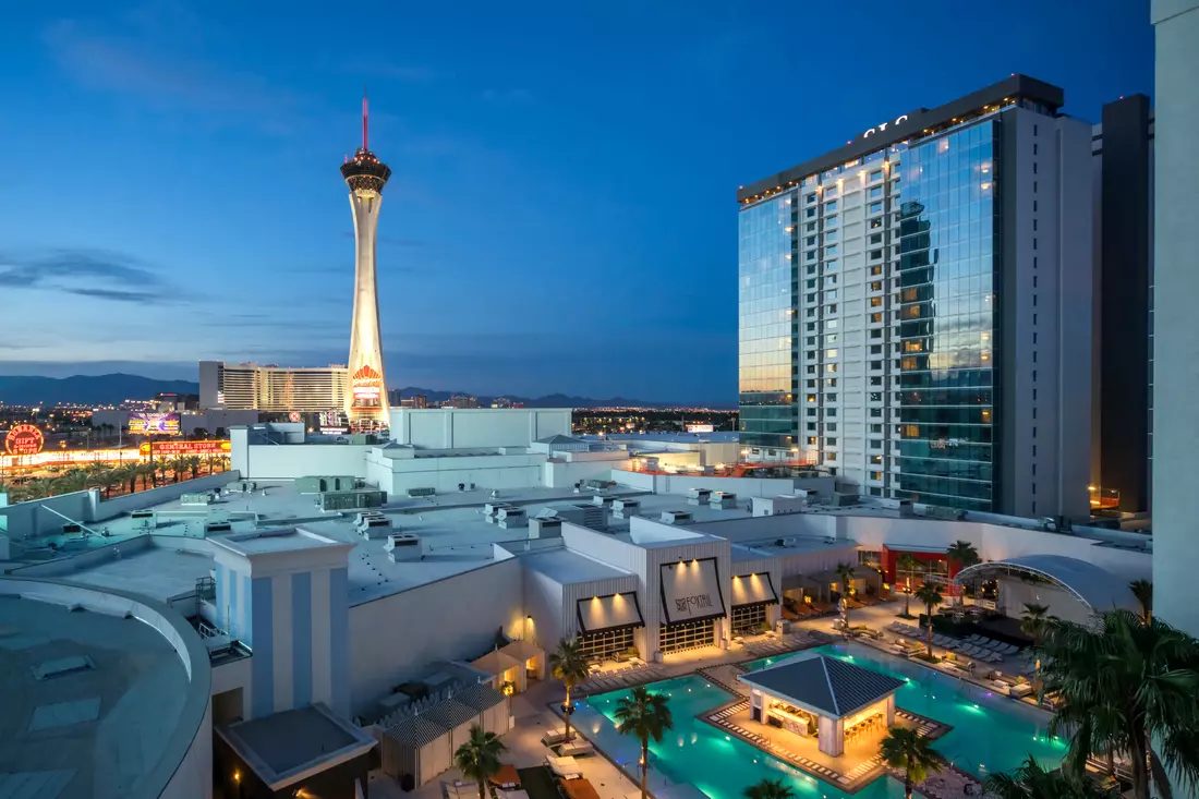 Stratosphere Observation Deck in Las Vegas in the evening