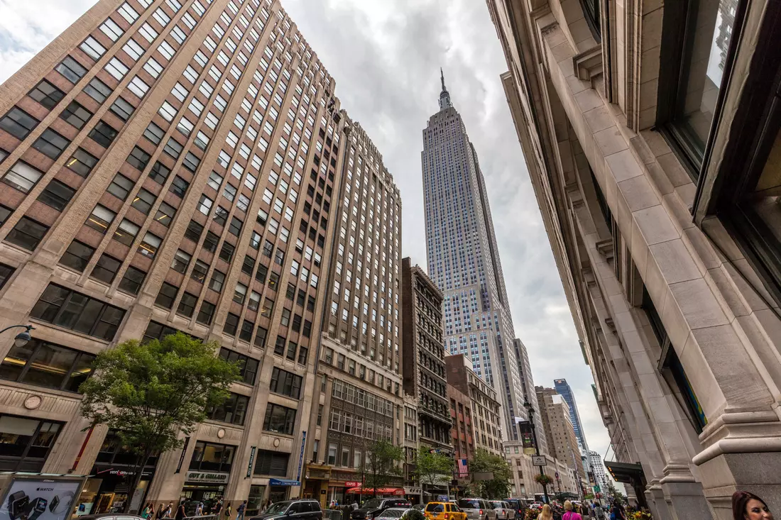 Empire State Building towering over New York City streets