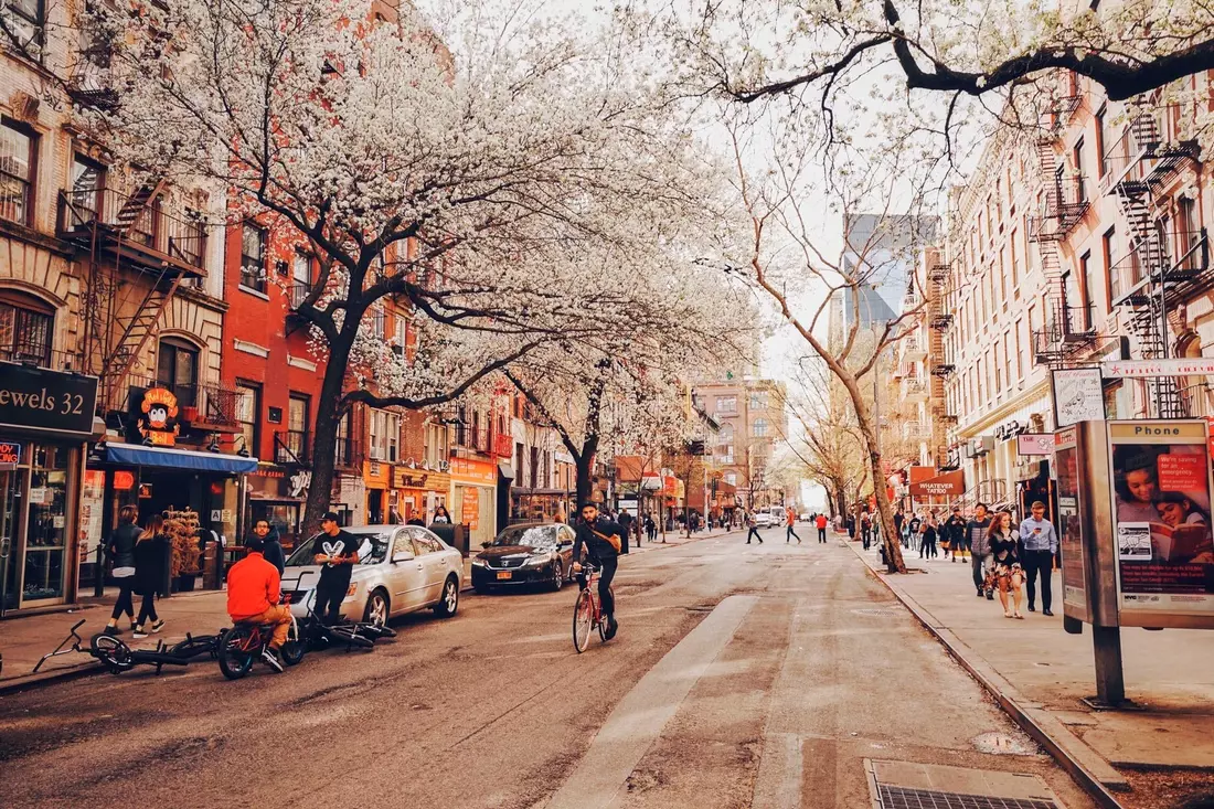 View of the streets of New York in Manhattan