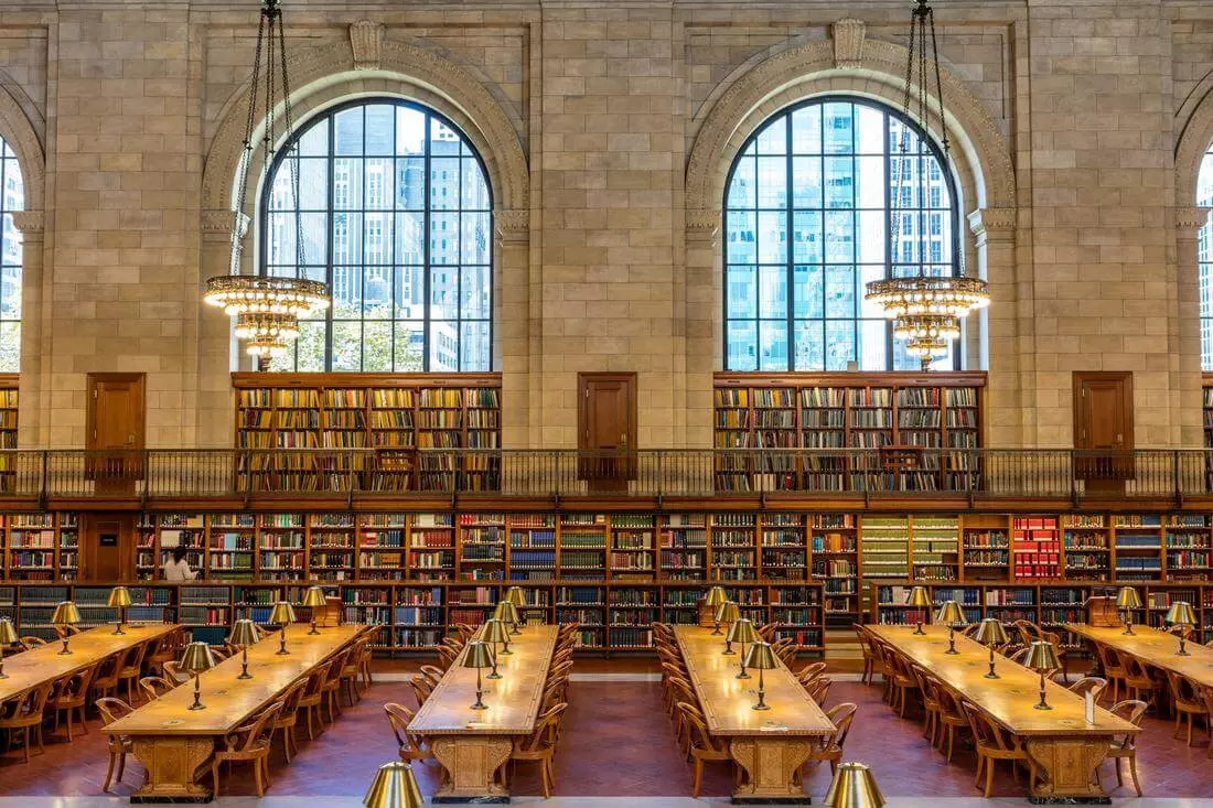 Photo of the reading room at the New York Public Library