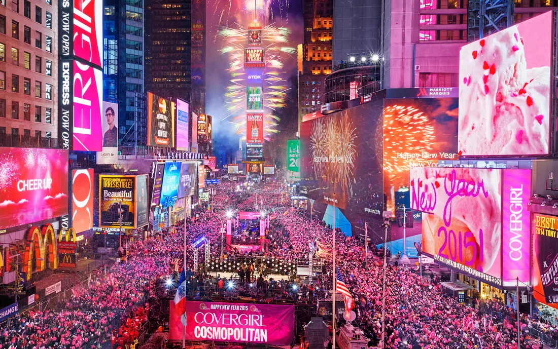 Times Square during New Year's Eve celebration, New York