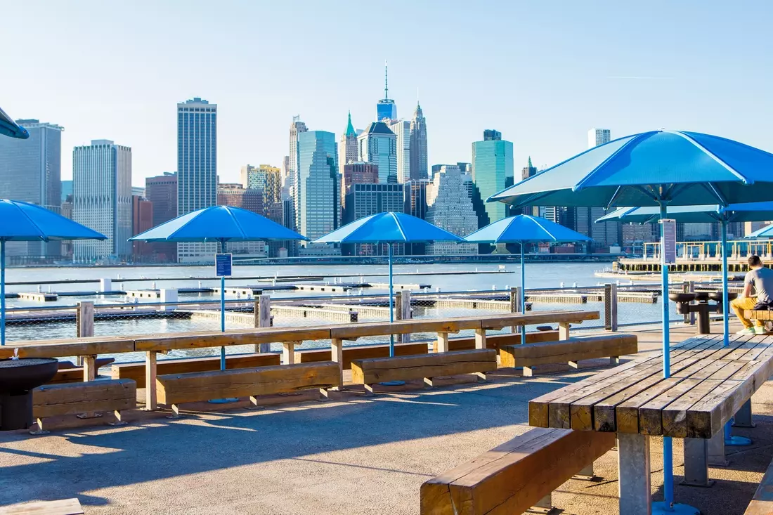 Photo of one of the parks of New York overlooking Manhattan