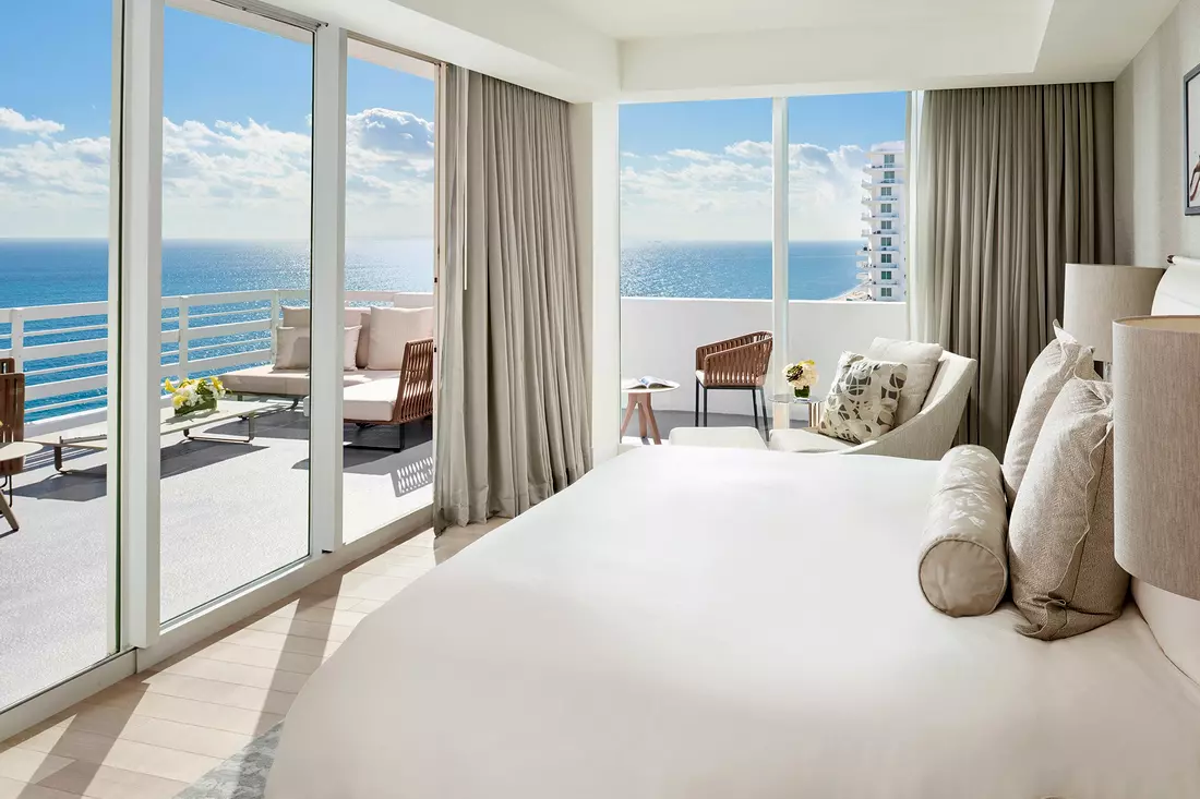 Luxury hotel room with ocean view in USA