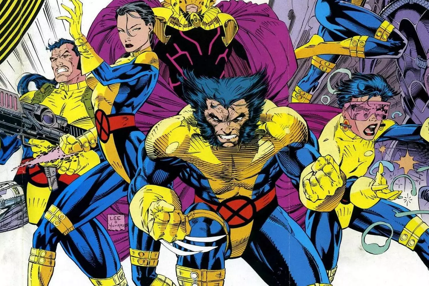 X-Men: Mutant Power in Action Vintage Marvel Comics page showing the X-Men, recognizable by their yellow-and-blue uniforms, in a dramatic confrontation with enemies or training at the X-Mansion
