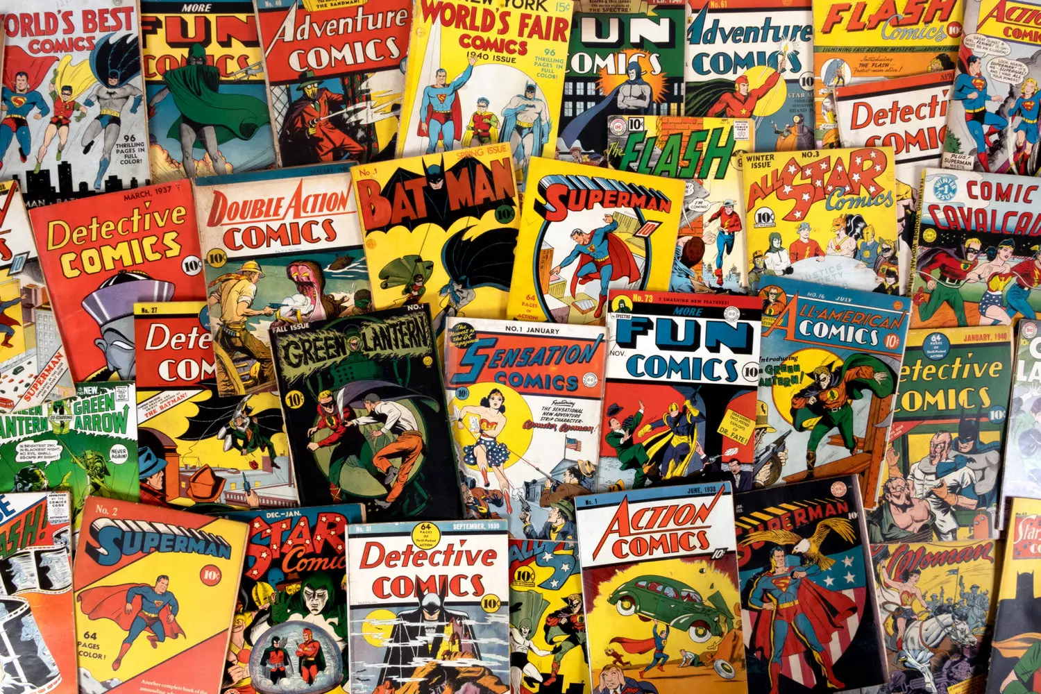 The Ultimate Comic Book Archive: Decades of Sequential Art An extensive collection of American comic books from different decades, neatly organized on shelves