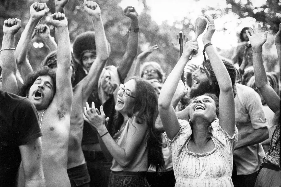 Hippies at a music festival