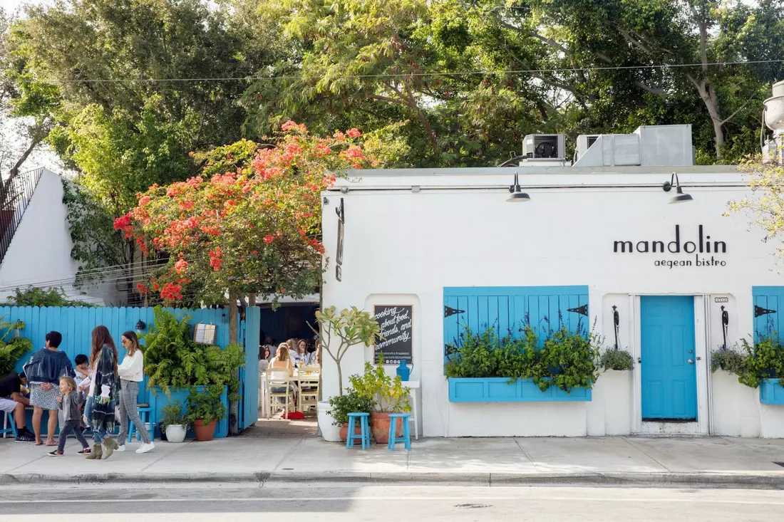 View of Mandolin Aegean Bistro in Miami's Design District