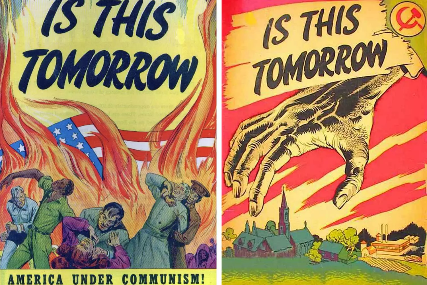 Пропаганда холодной войны: антикоммунистические постеры из США Подборка американских пропагандистских плакатов 1950–60-х годов с лозунгами о 'красной угрозе', карикатурами на СССР и символами патриотизма