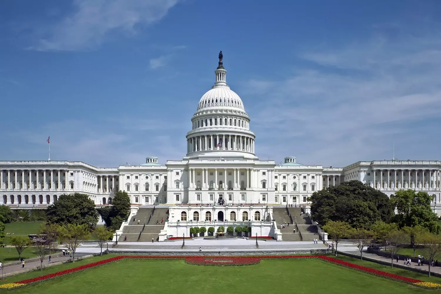 The US Capitol Building architectural symbol of American democracy Architectural symbol of the United States: the Capitol Building with its famous dome and the Statue of Freedom atop it