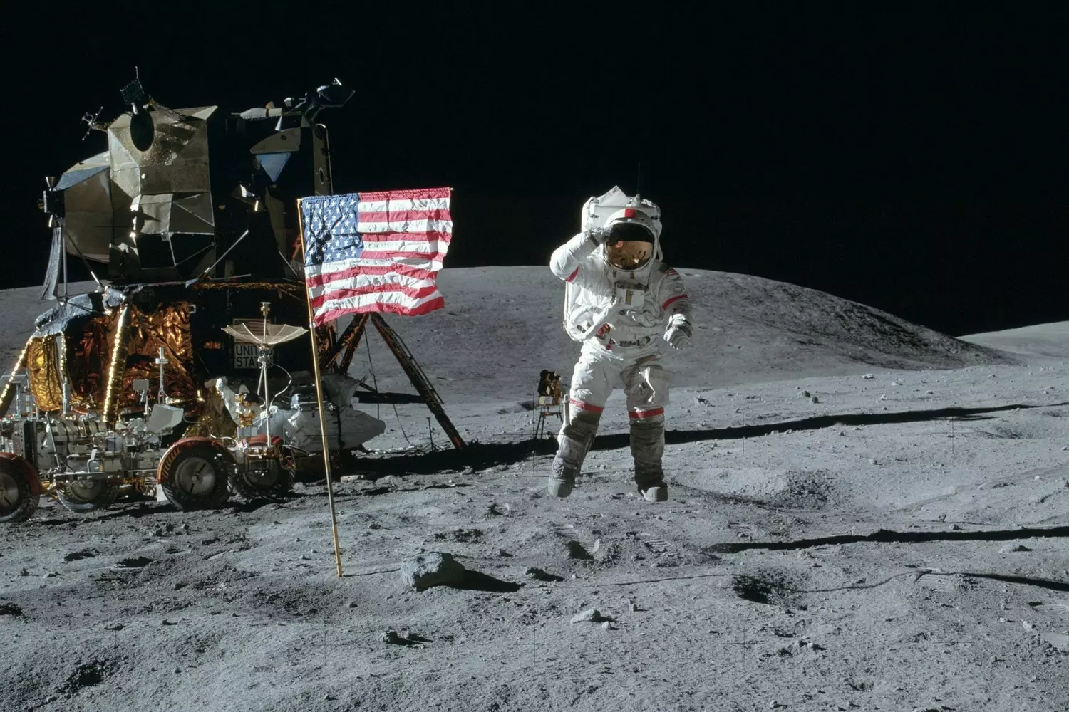 Space Race: USSR vs. USA — photo of american astronaut on the Moon — American Butler