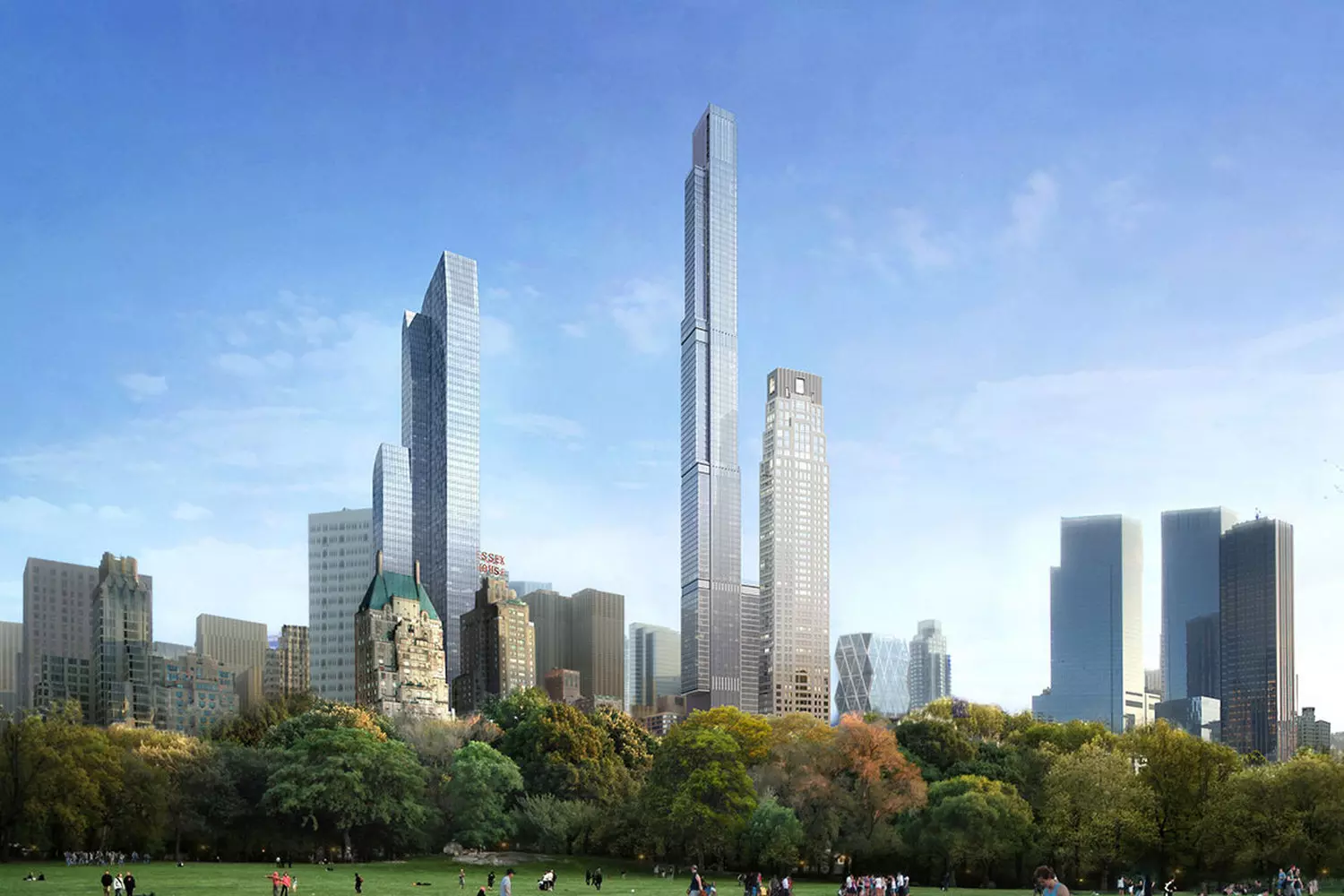 Central Park Tower: Самый высокий жилой небоскрёб Западного полушария Central Park Tower возвышается над горизонтом Манхэттена, его стеклянный фасад отражает знаменитый Центральный парк