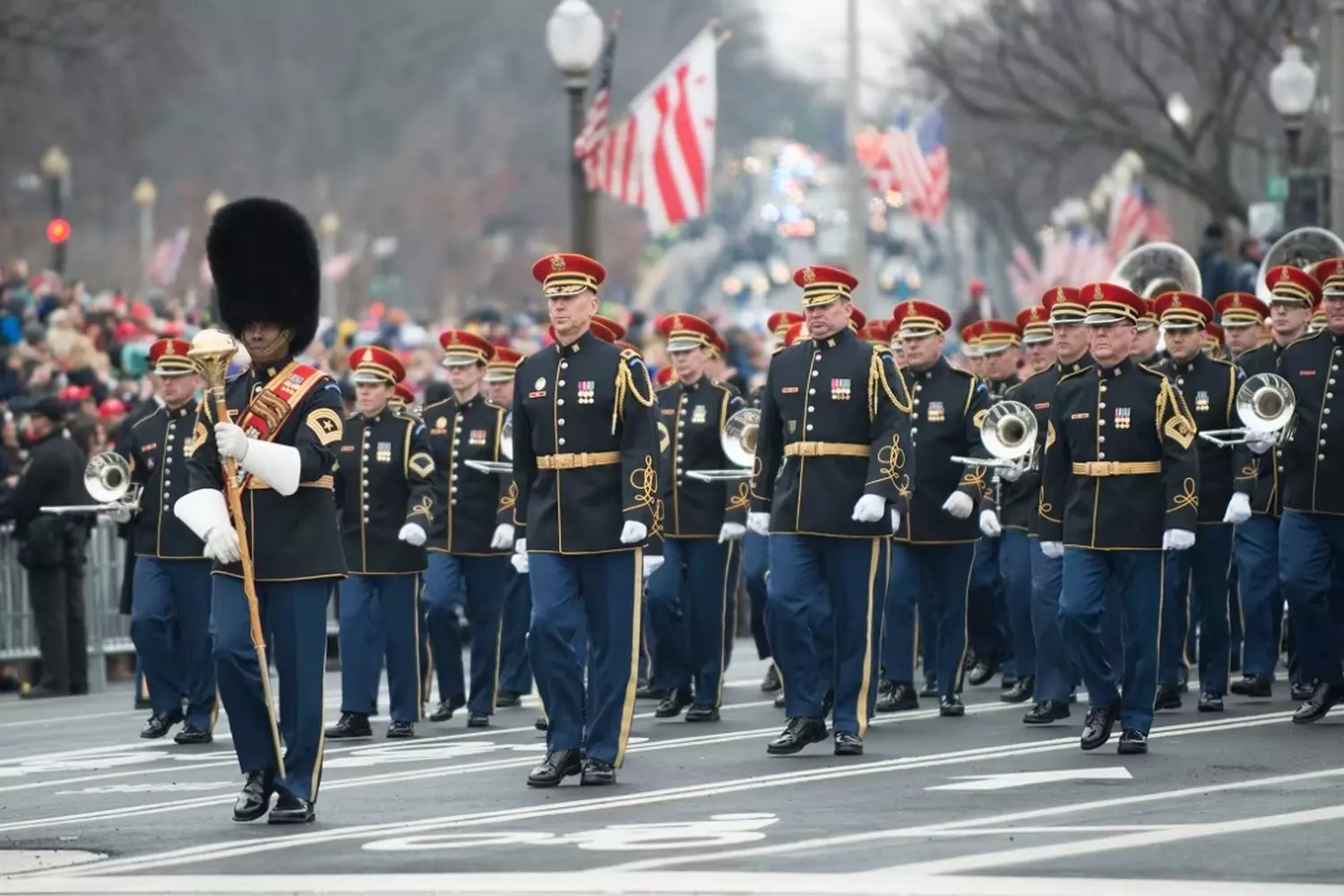 Precision and Pride: Traditions of U.S. Military Parades Marching in Formation: U.S. Army Soldiers in Dress Uniform During an Official Military Parade