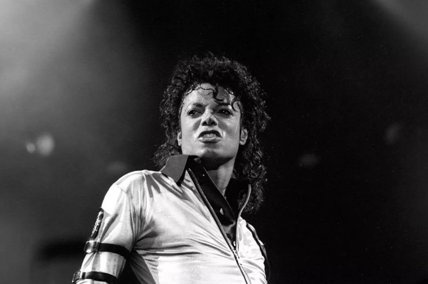 Michael Jackson during a powerful live performance Michael Jackson performing live on stage