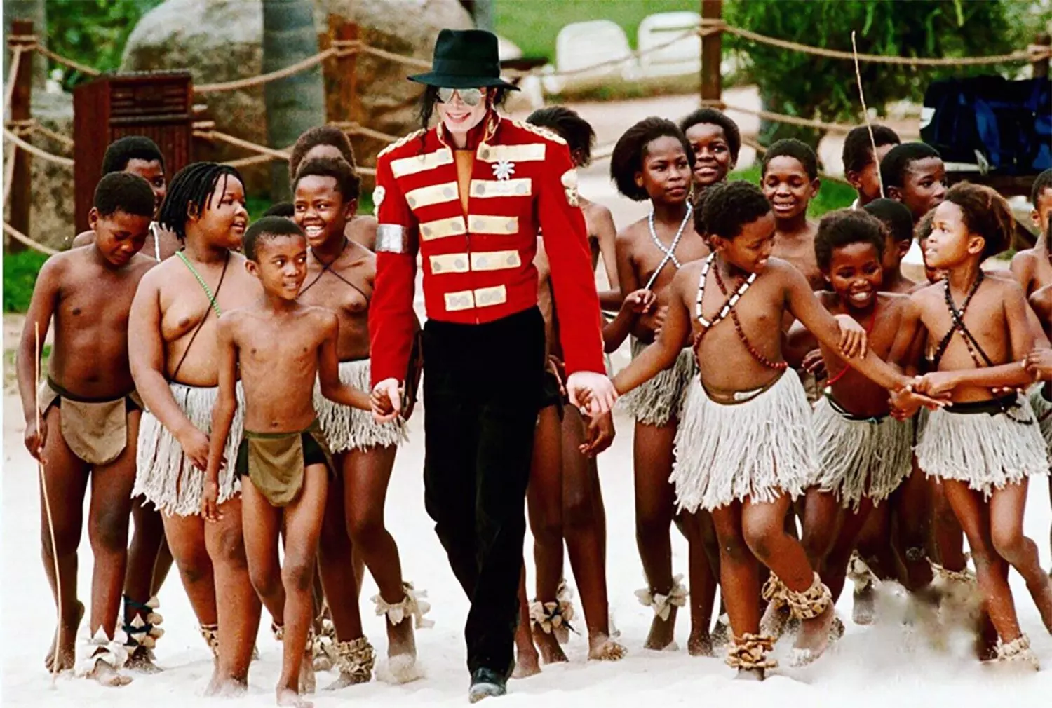 Michael Jackson spending time with children in Africa as part of his charity work Michael Jackson with African children during a humanitarian visit