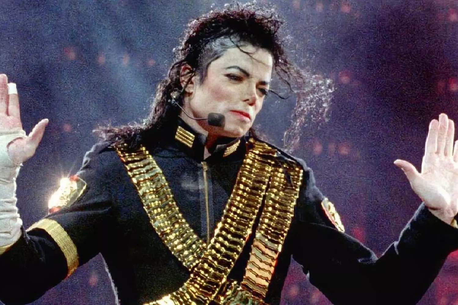 Michael Jackson during a powerful live performance Michael Jackson performing live on stage