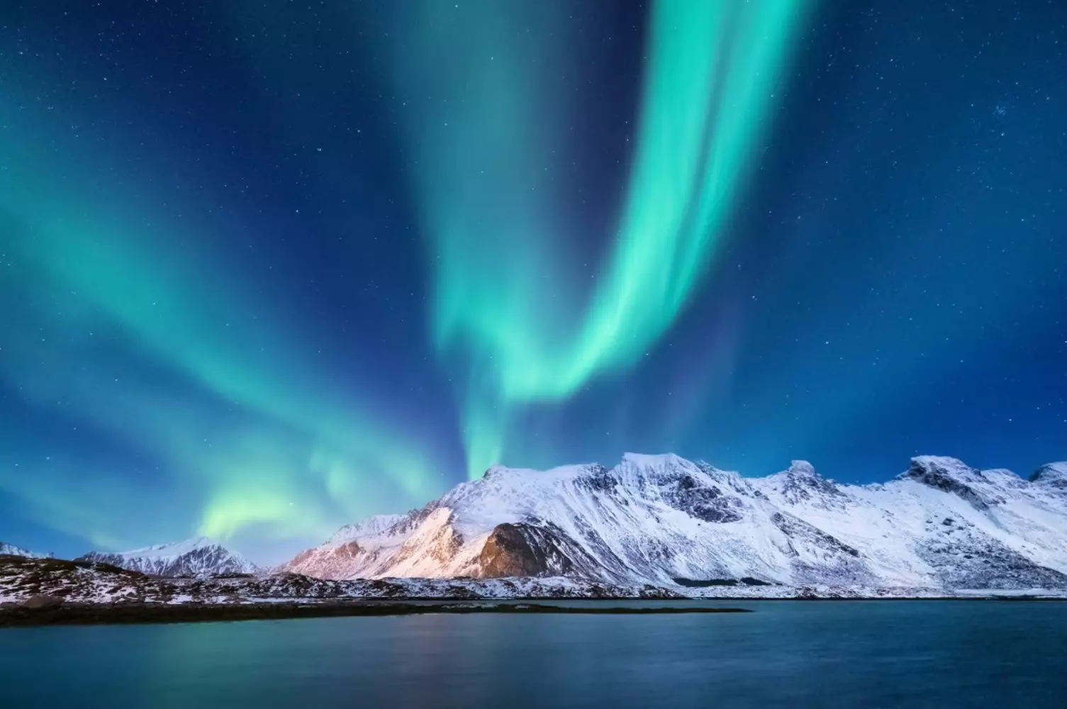 Dancing Lights of Alaska: Aurora Borealis Magic Vibrant green and purple aurora borealis swirling across a starry Alaskan night sky, reflected in a calm lake with silhouettes of pine trees in the foreground