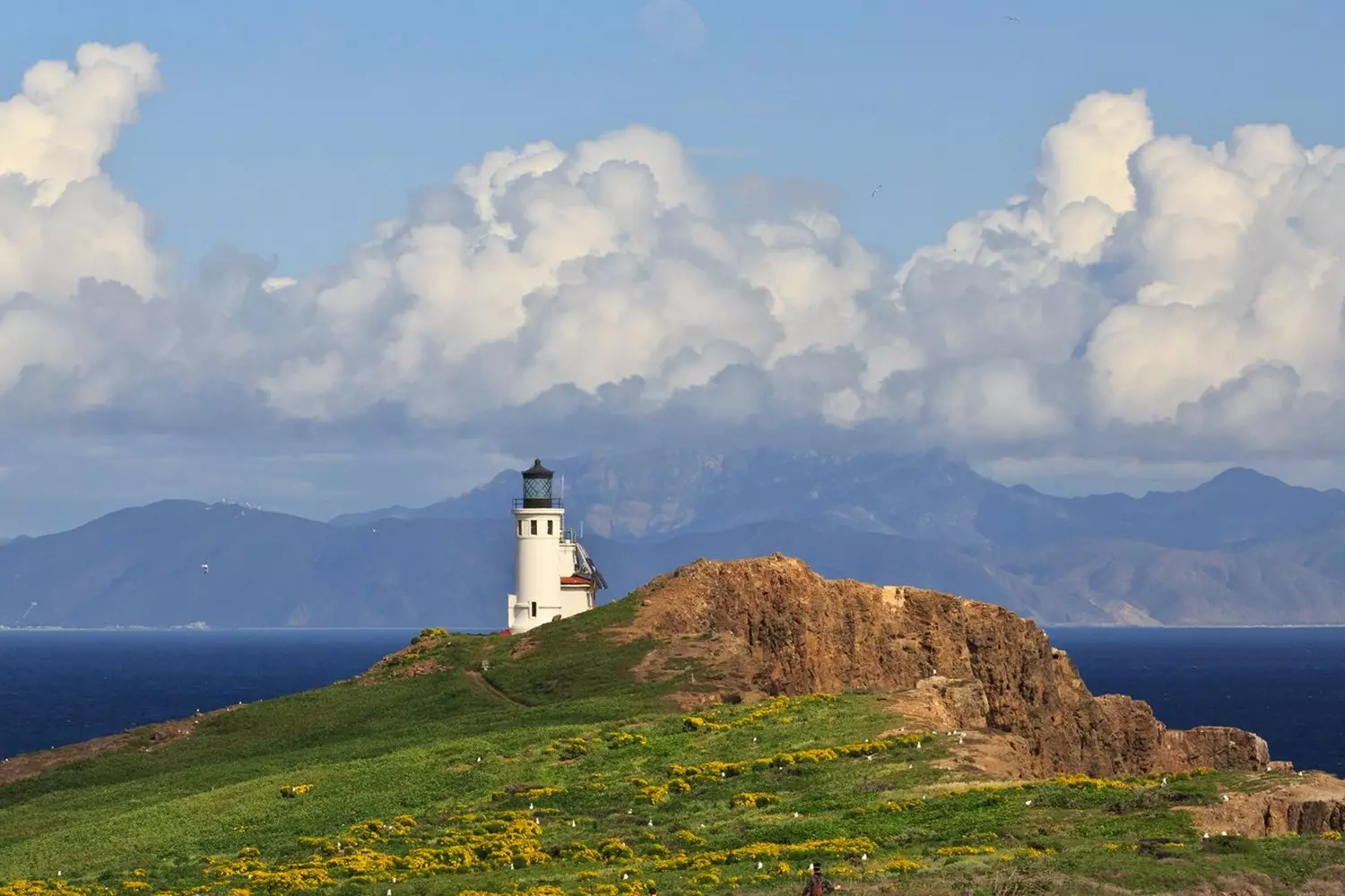 Anacapa Island Lighthouse on an island 11 miles off the Ventura coast, accessible only by boat, Channel Islands National Park, California