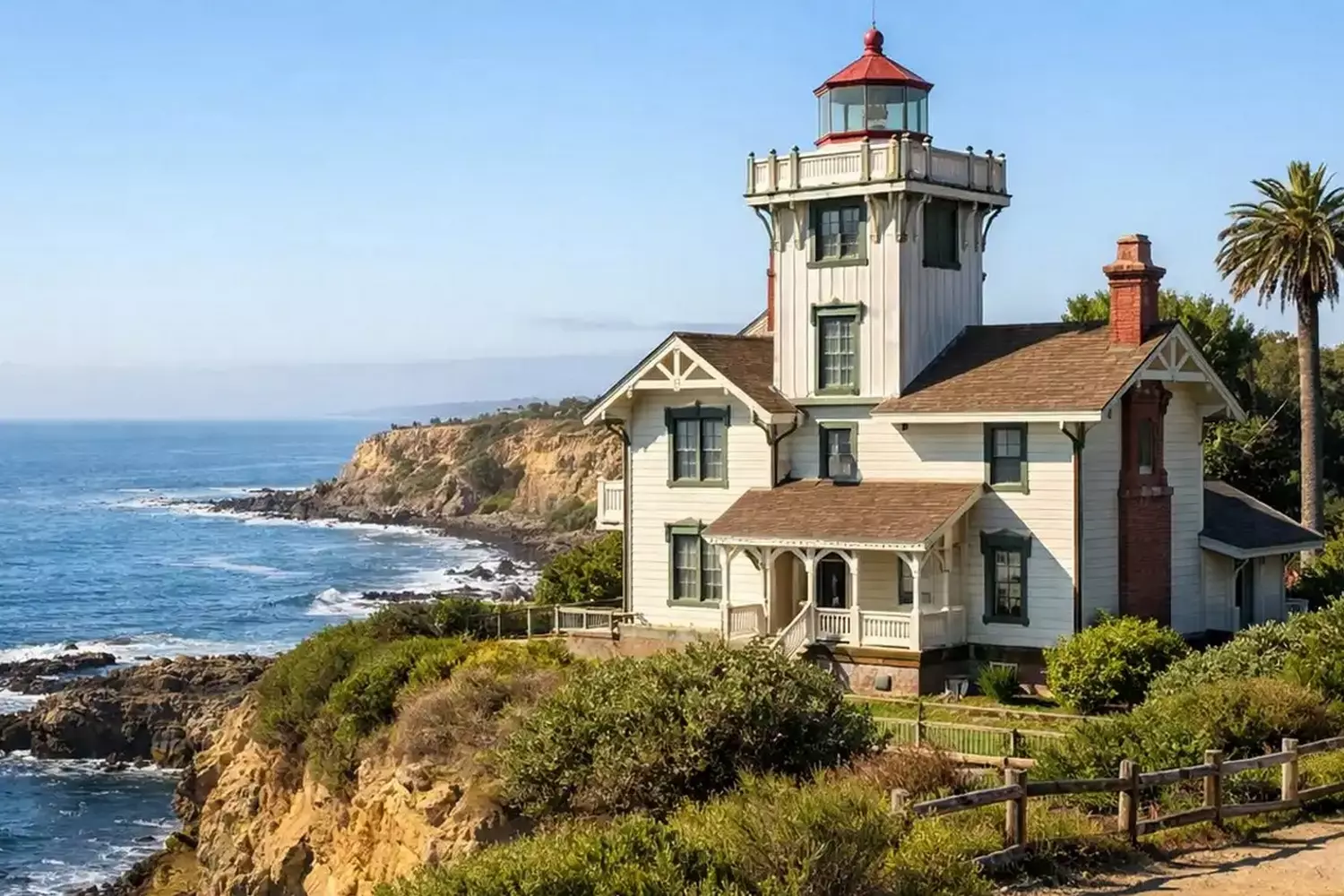Historic Point Fermin Lighthouse, built in 1874 for the Port of Los Angeles and deactivated in 1941 after Pearl Harbor, San Pedro, California
