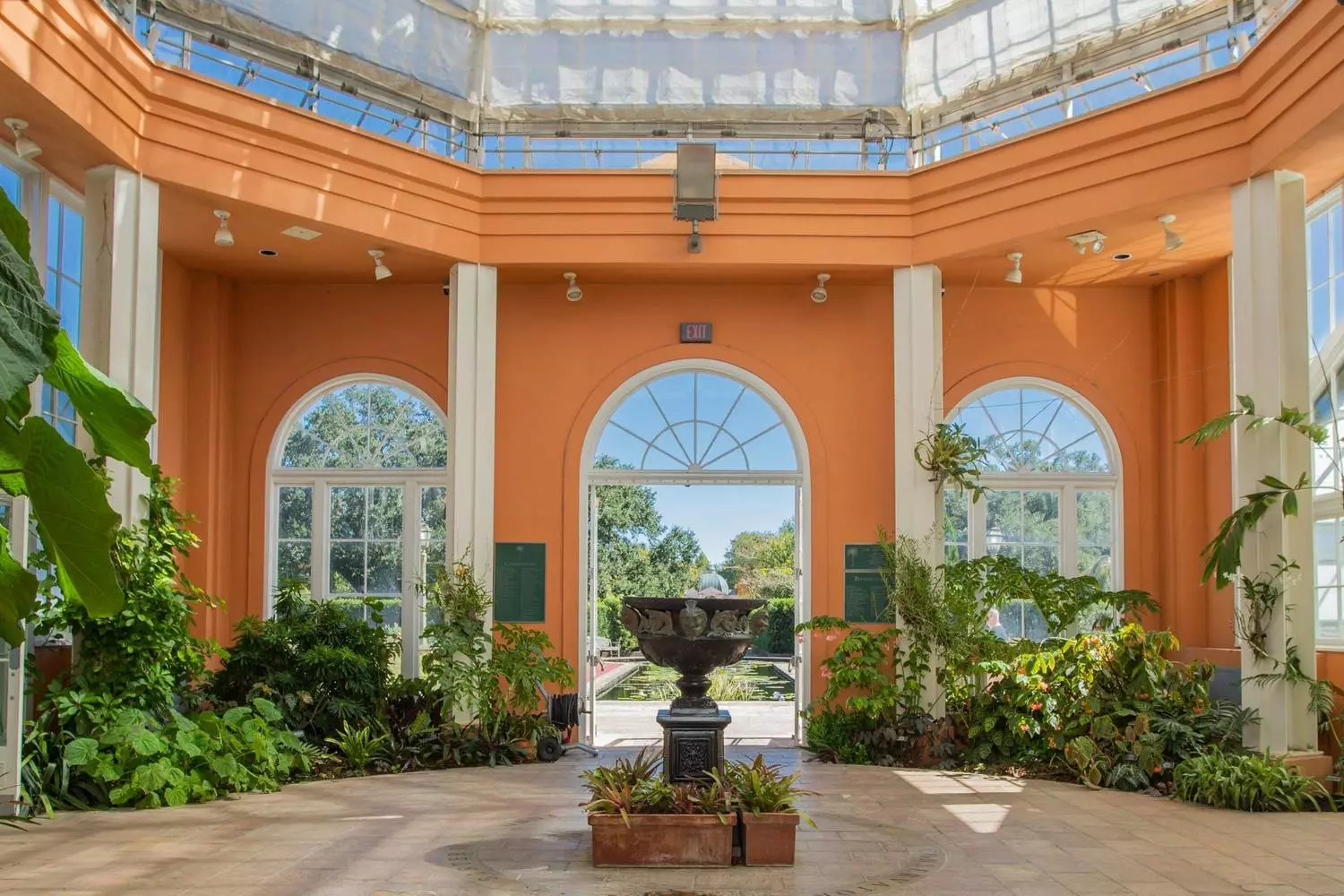 Historic Art Deco Pavilion of the Two Sisters at New Orleans Botanical Garden, built in the 1930s