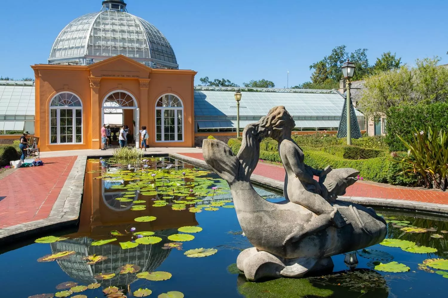 "Undine" sculpture by Rose Marie Huth, 1935, in the lily pond at New Orleans Botanical Garden