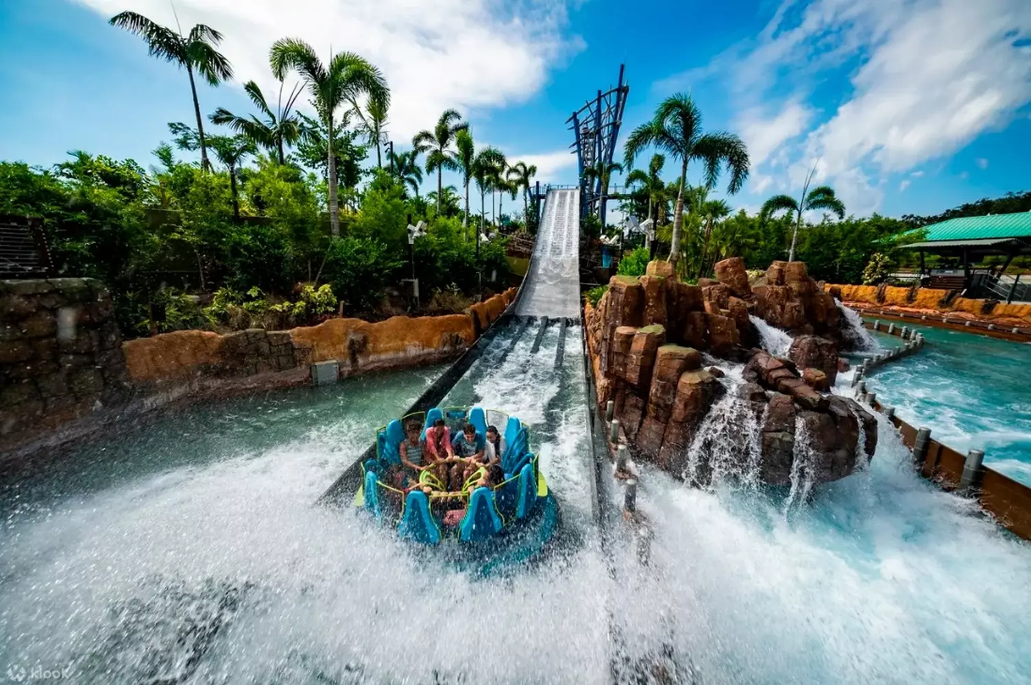 Splash-tastic Adventures: Water Slides at SeaWorld Orlando Thrilling water slides at SeaWorld Orlando's Aquatica park, with colorful twisting tubes and riders splashing into crystal-clear pools under the Florida sun