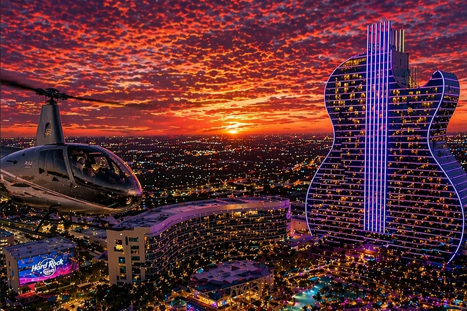 Частный вертолетный тур над отелем Hard Rock в Майами